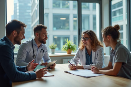 Groupe diversifi&eacute; de professionnels en r&eacute;union moderne