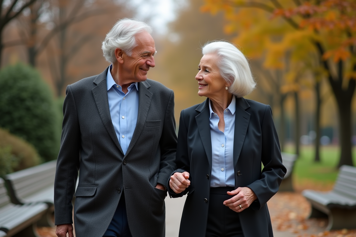 Christine Lagarde marche dans un parc parisien automnal